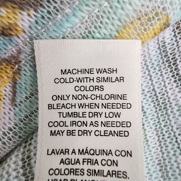 Chicos Top Womens Size 0 Small Mint Green Ivory Floral Sheer Knit 3/4 Sleeve - Picture 10 of 10